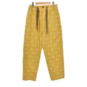 8ozカラーデニム FOLK-DOJO刺繍 イージーパンツ 1 S 黄 イエロー EK-1628LP