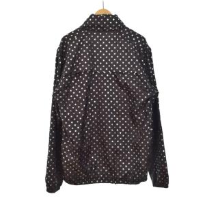 MARK&LONA ナイロン ジャケット 上着 スタープリント 総柄 ハイネック ロゴワッペン L 黒 ブラック シルバー