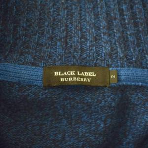 BURBERRY BLACK LABEL カーディガン センターボタン ニット 2 青 ブルー 黒 ブラック D1N22-821-26