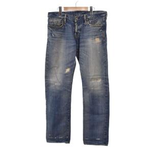 デニムパンツ ストレート ダメージ加工 34 水色 インディゴ 0201AP12