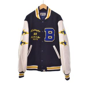 A BATHING APE ア ベイシング エイプ-レザー スタジャン L ネイビー