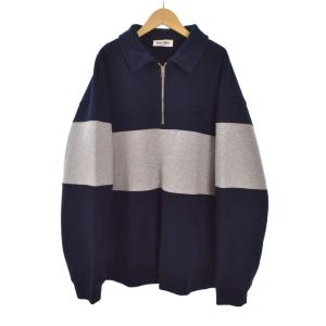 ハーフジップ コットン スウェットシャツ XL ネイビー MJL090