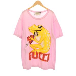 カエル プリント Tシャツ 半袖 L ピンク 492347 AA