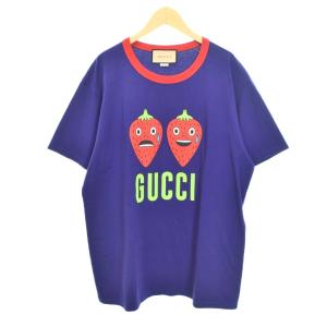 いちご ストロベリー プリント Tシャツ 半袖 M 紫 パープル 703439 AA