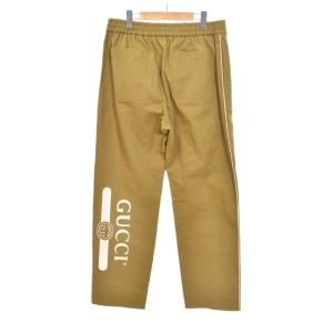 GUCCI ロゴプリント リップストップ イージーパンツ 46 ブラウン 625880