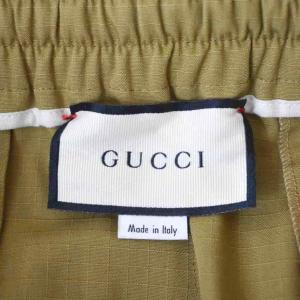 GUCCI ロゴプリント リップストップ イージーパンツ 46 ブラウン 625880