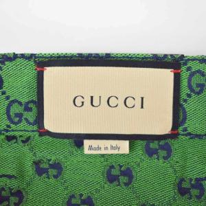 GUCCI GGジャガード 総柄 ロゴレザーワッペン デニムパンツ 34 グリーン 623953