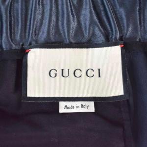 GUCCI サテン サイドライン ジョガーパンツ 48 ブルー 591055