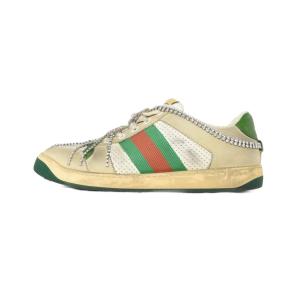 GG Crystal Chain Screener Sneaker ヴィンテージ加工