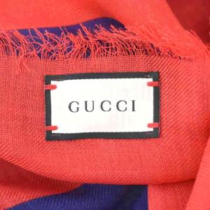 GUCCI スネーク デザイン ストール 140×140 ウール シルク レッド