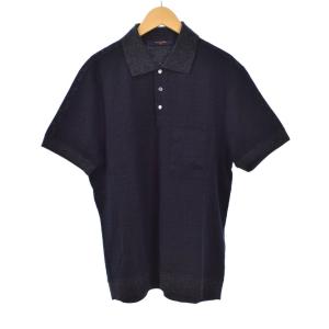 19SS モノグラム ジャガード ポロシャツ M ネイビー HHY45WNRZ