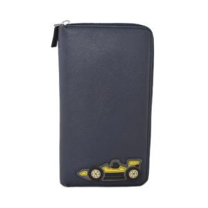 PRADA レーシングカー ワッペン 長財布 ロングウォレット レザー 紺 ネイビー 2ML188 AA