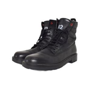 サイドジップ レースアップ ブーツ 42 黒 ブラック