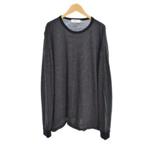 WOOL BORDER L/S TEE Tシャツ カットソー 長袖 ロンT ボーダー 2 黒 ブラック