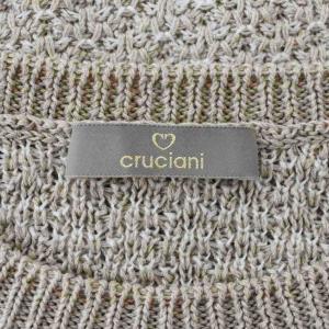 Cruciani ミドルゲージ ニット 長袖 コットンシルクリネン 編み込み 無地 44 白 ホワイト ベージュ CU19.080