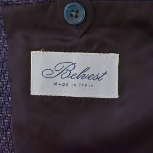 Belvest シングルテーラードジャケット ブレザー 無地 センターボタン サイドベンツ 44 青 ブルー 紺 ネイビー