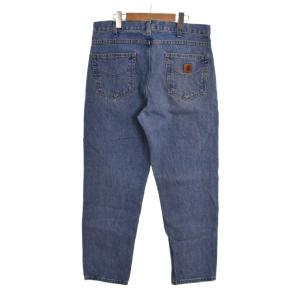 Carhartt Relaxed Fit ワイドデニム テーパード ロゴパッチ 無地 W34 水色 インディゴ B17-STW