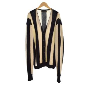alpaca stripe cardigan カーディガン 長袖 ストライプ 2 白 ホワイト 黒 ブラック