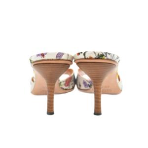 GUCCI フローラル ミュール 花柄 6.5 ホワイト 138532