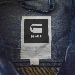 G-Star RAW デニムジャケット Ｇジャン フロントボタン ヒゲ ハチノス 胸ポケット ダメージ加工 ロゴパッチ UX