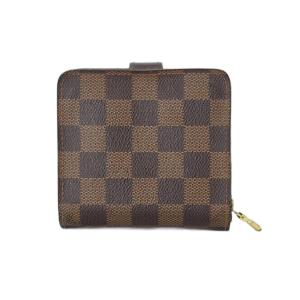 LOUIS VUITTON ダミエ・エベヌ コンパクト・ジップ 二つ折り財布 ウォレット コンパクト ラウンドファスナー ジップ モノグラム
