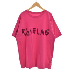 Tシャツ 半袖 ロゴプリント 落書き風 クルーネック 16Y ピンク 黒 ブラック MM6T47U