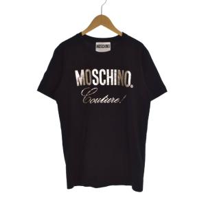 Tシャツ 半袖 ロゴプリント クルーネック プルオーバー 34 44 黒 ブラック シルバー