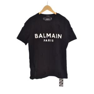 Tシャツ ダメージ加工 半袖 ロゴプリント レイヤードデザイン 切りっぱなし S 黒 ブラック 白 ホワイト