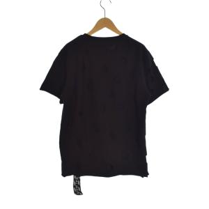 BALMAIN Tシャツ ダメージ加工 半袖 ロゴプリント レイヤードデザイン 切りっぱなし S 黒 ブラック 白 ホワイト