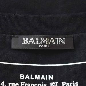 BALMAIN Tシャツ ダメージ加工 半袖 ロゴプリント レイヤードデザイン 切りっぱなし S 黒 ブラック 白 ホワイト