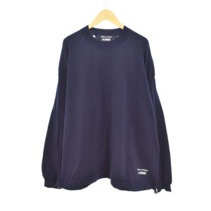 25SS ロゴ入り クルーネック ニット セーター M ネイビー HO-N001
