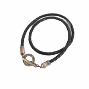 レザーコード ロゴ ブレスレット 925 アクセサリー 黒 ブラック