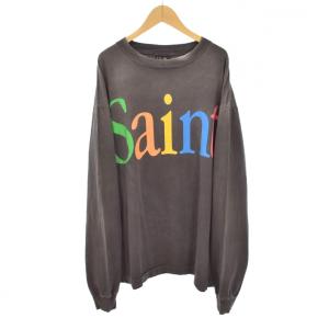 LS TEE SAINT Tシャツ ダメージ加工 L グレー SM-HR8-0000-032