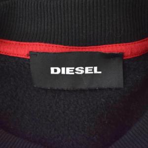 DIESEL トレーナー スウェット プルオーバー デニム切替 裏起毛 クルーネック スターデザイン XL 黒 ブラック