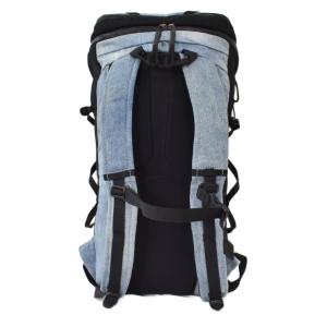 DIESEL リュックサック デイパック バックパック デニム切替 メッシュ ロゴパッチ ラウンドジップ 黒 ブラック