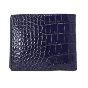 TOM FORD 二つ折り財布 クロコダイル型押し ネイビー