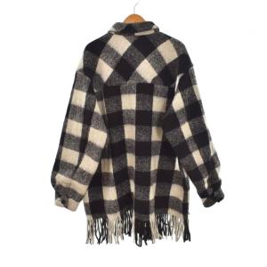 DOUBLE STANDARD CLOTHING フリンジジャケット チェック F 黒 ブラック 白 ホワイト 0204-370-213