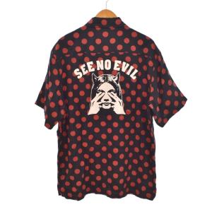HYSTERIC GLAMOUR シャツ 半袖 ドット SEE NO EVIL M 黒 ブラック 02182AH07 AA
