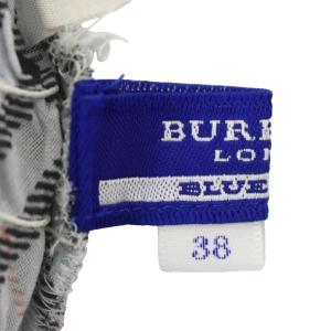 BURBERRY BLUE LABEL キャミソールワンピース キャミワンピ 膝丈 ノバチェック 総柄 ゴム 38 白 ホワイト 黒 ブラック