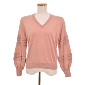 Tシャツ カットソー 長袖 Vネック XXS ピンク