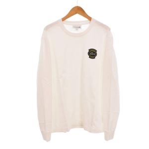ヘビーウェイト エンブレム ワッペン 長袖 Tシャツ カットソー ロンT M 白 ホワイト TH0565