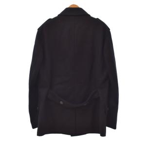 PS Paul Smith ショートコート Pコート シングル メルトンウール カシミヤ 無地 ロゴボタン L2 黒 ブラック PP-KS-43757
