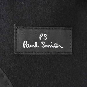 PS Paul Smith ショートコート Pコート シングル メルトンウール カシミヤ 無地 ロゴボタン L2 黒 ブラック PP-KS-43757
