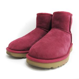良品 CLASSIC MINI II クラッシック ミニ ムートン ブーツ ショート スエード 裏ボア ピンク 24cm 靴