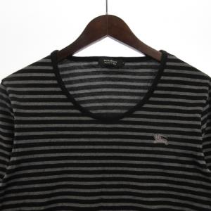 BURBERRY BLACK LABEL カットソー Tシャツ 長袖 ボーダー 2点セット ロゴ 刺繍 コットン ブラック グレー 2 トップス
