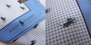 POLO RALPH LAUREN タグ付き ハンカチ ハンドタオル 3枚セット まとめ  チェック 総柄 ロゴ 刺繍 コットン ブルー グレー ブラック