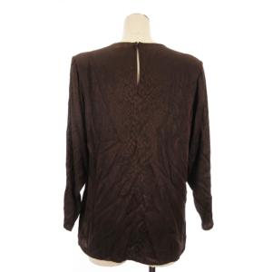 YVES SAINT LAURENT rive gauche カットソー 長袖 パイソン柄 レーヨン混 フランス製 茶 ブラウン 36 トップス GY31