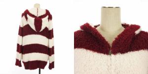 gelato pique セットアップ ジェラート 2ボーダー パーカー 長袖 ロング パンツ クリスマス もこもこ 赤 レッド F ルームウェア GY31