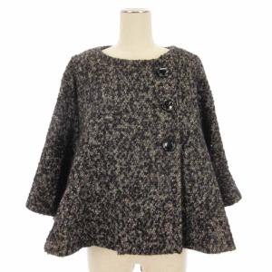 ポンチョ ジャケット ツイード ウール アルパカ 黒 ブラック アウター GY31