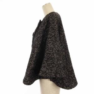IENA ポンチョ ジャケット ツイード ウール アルパカ 黒 ブラック アウター GY31